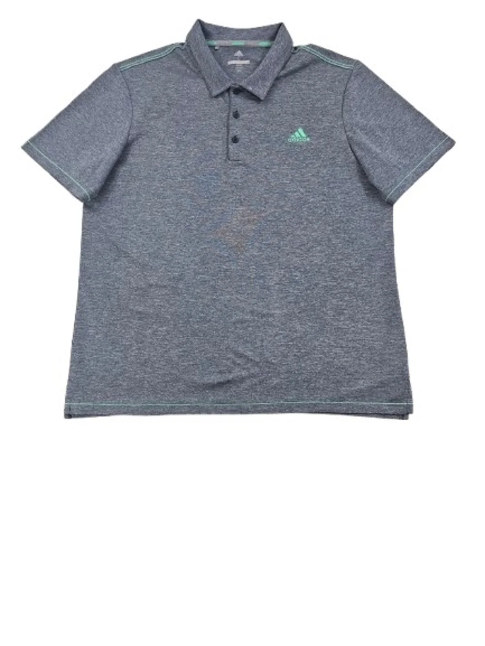 Adidas Golf Polo Teal Contrast Stitching Logo Men's Large Heather Blue Shirt